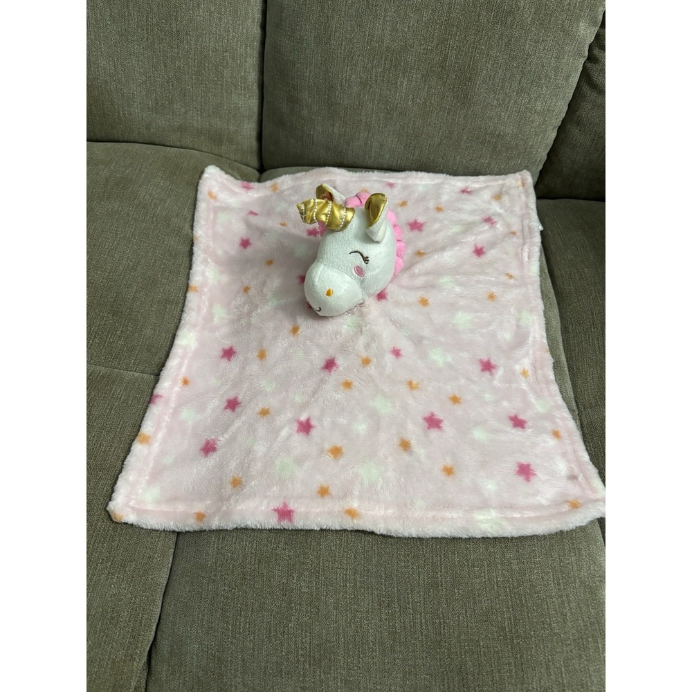 Lovable Friends Plush Unicorn Security Blanket Pink 14x14"